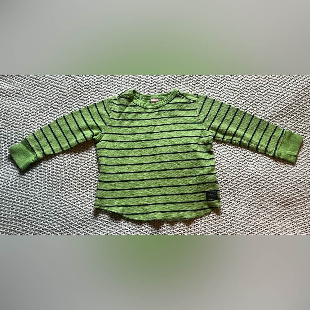 GAP baby Green Striped Long Sleeve Shirt